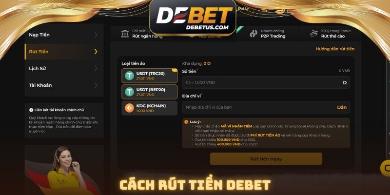 Cách rút tiền DEBET